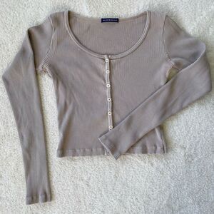 Brandy Melville Ribbed Long Sleeve Cardigan Shirt